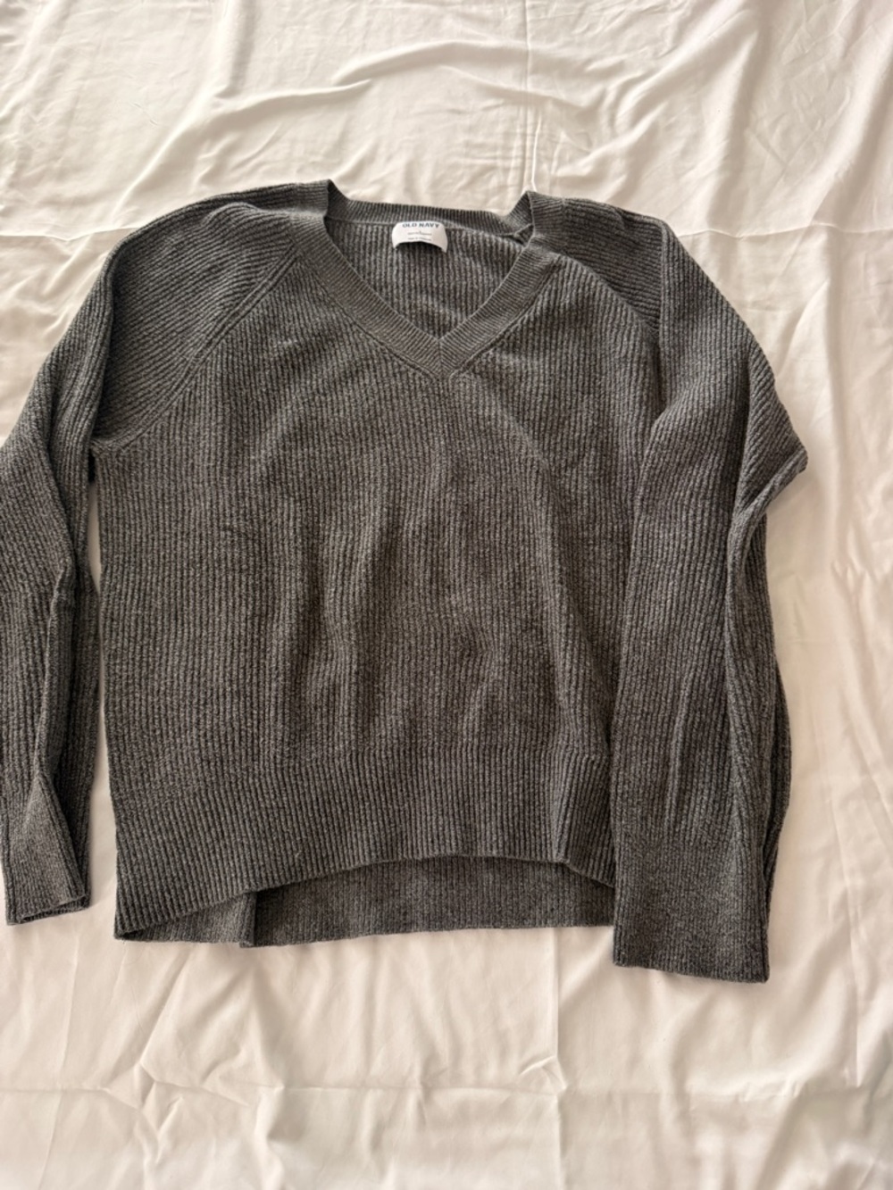 Old Navy Gray Ribbed V Neck Sweater Women’s Large